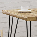 Rustic Industrial Acacia Wood Dining Table with Metal Hairpin Legs, Teak - NH963503