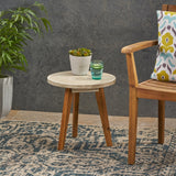 Outdoor Farmhouse Acacia Wood Side Table, Dark Gray Finish - NH853503