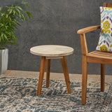 Outdoor Farmhouse Acacia Wood Side Table, Dark Gray Finish - NH853503