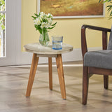 Farmhouse Acacia Wood Side Table, Dark Gray Finish - NH794703