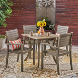 Outdoor 4-Seater Square Acacia Wood Dining Set - NH584603