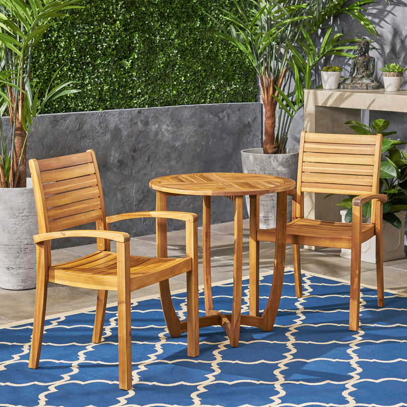 Outdoor 2-Seater Acacia Wood Bistro Set - NH484603