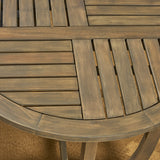 Outdoor 3 Piece Wood and Wicker Bistro Set, Gray and Gray - NH661503