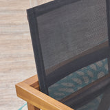 Outdoor Acacia Wood 5 Piece Round Dining Set with Mesh Seats - NH059603