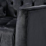 Modern Glam Button Tufted Diamond Stitch Velvet Club Chair with Gold Frame - NH376703