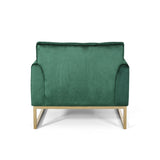 Modern Glam Button Tufted Diamond Stitch Velvet Club Chair with Gold Frame - NH376703