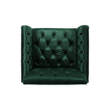 Modern Glam Button Tufted Diamond Stitch Velvet Club Chair with Gold Frame - NH376703
