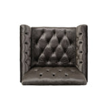 Modern Glam Button Tufted Diamond Stitch Velvet Club Chair with Gold Frame - NH376703