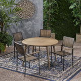 Outdoor 4 Seater Acacia Wood Circular Dining Set - NH717903