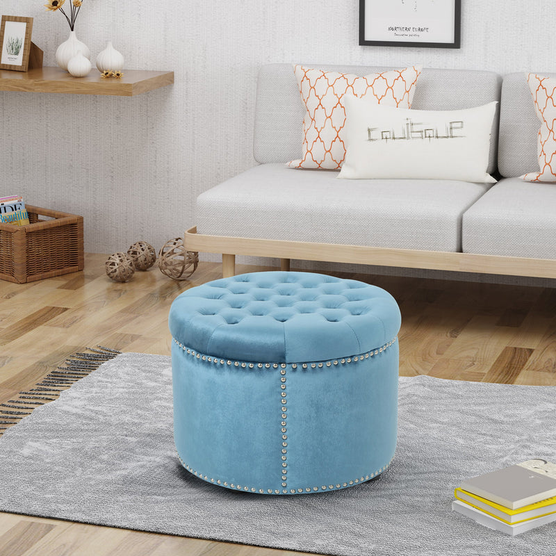 Glam Velvet Tufted Ottoman - NH089403