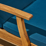 Double Chaise Lounge for Yard and Patio, Acacia Wood Frame - NH865703