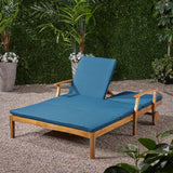 Double Chaise Lounge for Yard and Patio, Acacia Wood Frame - NH865703