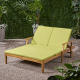 Double Chaise Lounge for Yard and Patio, Acacia Wood Frame - NH865703