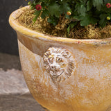 Garden Urn Planter, Roman, Lionhead Accents, Lightweight Concrete - NH474703