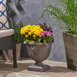 Garden Urn Planter, Roman, Lionhead Accents, Lightweight Concrete - NH474703