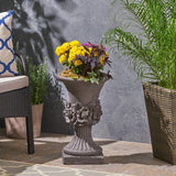 Garden Urn Planter, Roman, Botanical, Lightweight Concrete - NH614703