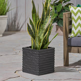 Garden Urn Planter, Square, Riveted, Lightweight Concrete - NH224703