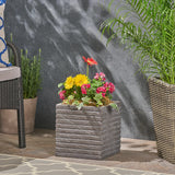 Garden Urn Planter, Square, Riveted, Lightweight Concrete - NH224703