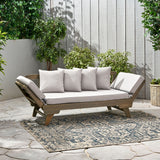 Outdoor Gray Finished Acacia Wood Daybed with Water Resistant Cushions - NH175203