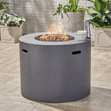 Outdoor 31-inch Round Light Weight Concrete Gas Burning Fire Pit - NH180503