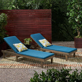 Outdoor Modern Acacia Wood Chaise Lounge with Cushion (Set of 2) - NH057013