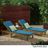 Outdoor Modern Acacia Wood Chaise Lounge with Cushion (Set of 2) - NH057013