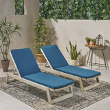 Outdoor Acacia Wood Chaise Lounge and Cushion Sets (Set of 2) - NH308903