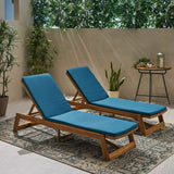 Outdoor Acacia Wood Chaise Lounge and Cushion Sets (Set of 2) - NH308903