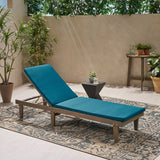 Outdoor Acacia Wood Chaise Lounge and Cushion Set - NH787903