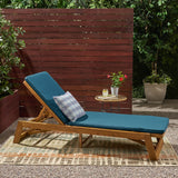 Outdoor Acacia Wood Chaise Lounge and Cushion Set - NH597903