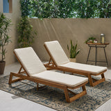 Outdoor Acacia Wood Chaise Lounge and Cushion Sets (Set of 2) - NH308903