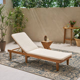 Outdoor Acacia Wood Chaise Lounge and Cushion Set - NH787903