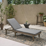 Outdoor Acacia Wood Chaise Lounge and Cushion Set - NH787903