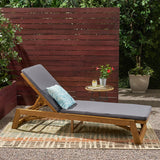 Outdoor Acacia Wood Chaise Lounge and Cushion Set - NH597903