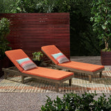 Outdoor Modern Acacia Wood Chaise Lounge with Cushion (Set of 2) - NH057013