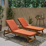 Outdoor Acacia Wood Chaise Lounge and Cushion Sets (Set of 2) - NH308903