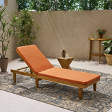 Outdoor Acacia Wood Chaise Lounge and Cushion Set - NH787903