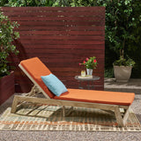 Outdoor Acacia Wood Chaise Lounge and Cushion Set - NH597903