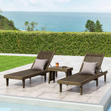 Outdoor Acacia Wood 3 Piece Chaise Lounge Set - NH837213