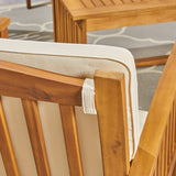 Outdoor Open Slat 6-Seater Acacia Wood Conversation Set with Coffee Table - NH390603
