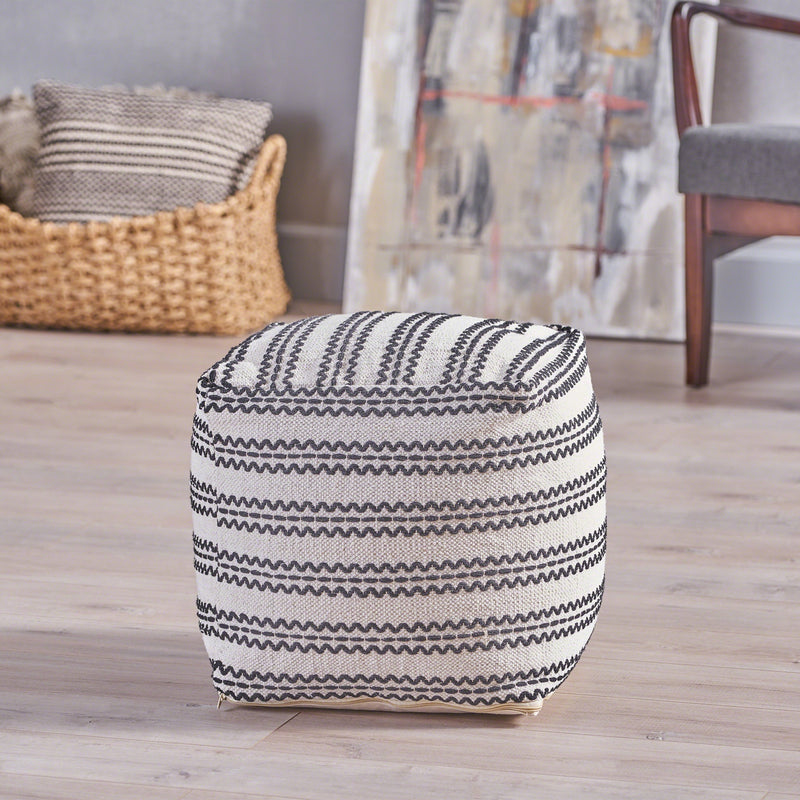 Handcrafted Boho Fabric Pouf - NH450603