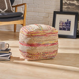 Boho Handcrafted Fabric Cube Pouf - NH263513