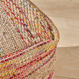 Boho Handcrafted Fabric Cube Pouf - NH263513