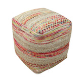 Boho Handcrafted Fabric Cube Pouf - NH263513