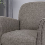 Contemporary Upholstered Tweed Fabric Armchair with Piped Edges - NH734603