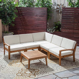 Outdoor Acacia Wood 5 Seater Sectional Sofa Set with Coffee Table - NH935603