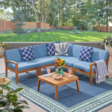 Outdoor Acacia Wood 5 Seater Sectional Sofa Set with Coffee Table - NH935603