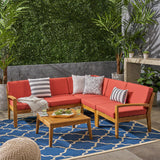 Outdoor Acacia Wood 5 Seater Sectional Sofa Set with Coffee Table - NH935603