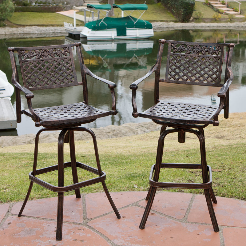 30-Inch Outdoor Cast Aluminum Swivel Bar Stools (Set of 2) - NH422832