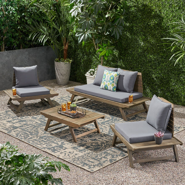 Outdoor Acacia Wood 4 Seater Chat Set - NH166903
